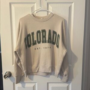 Altar'd State Cream and Green Colorado Sweatshirt